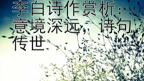 李白诗作赏析：意境深远，诗句传世